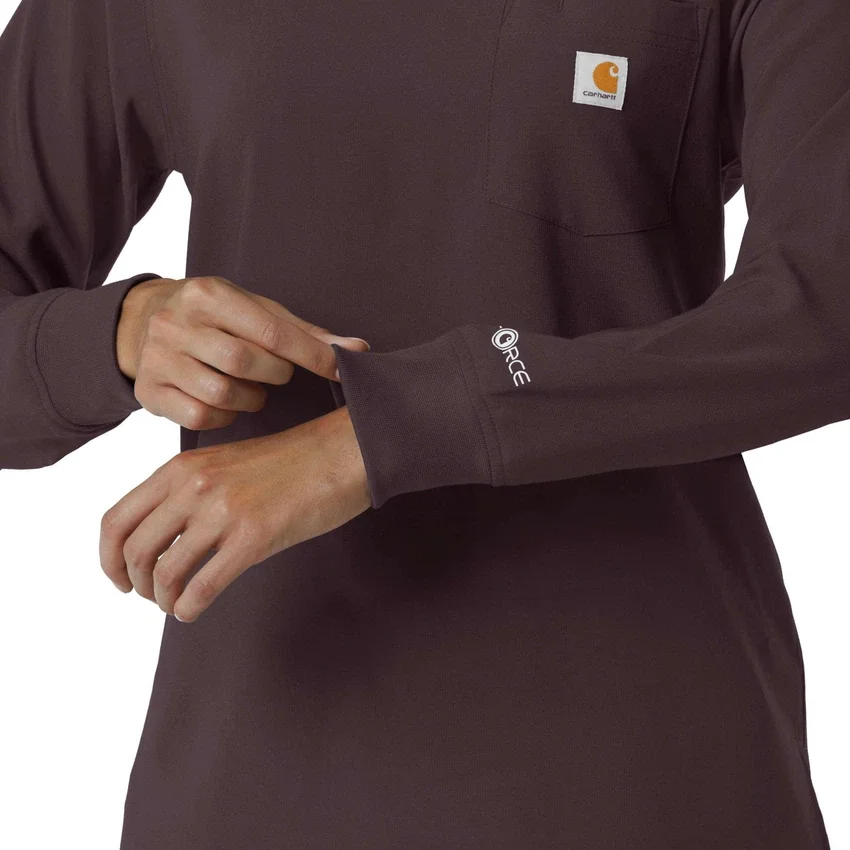 Blusa médica de manguitos largos con cuello redondo Force Cross-Flex para mujer