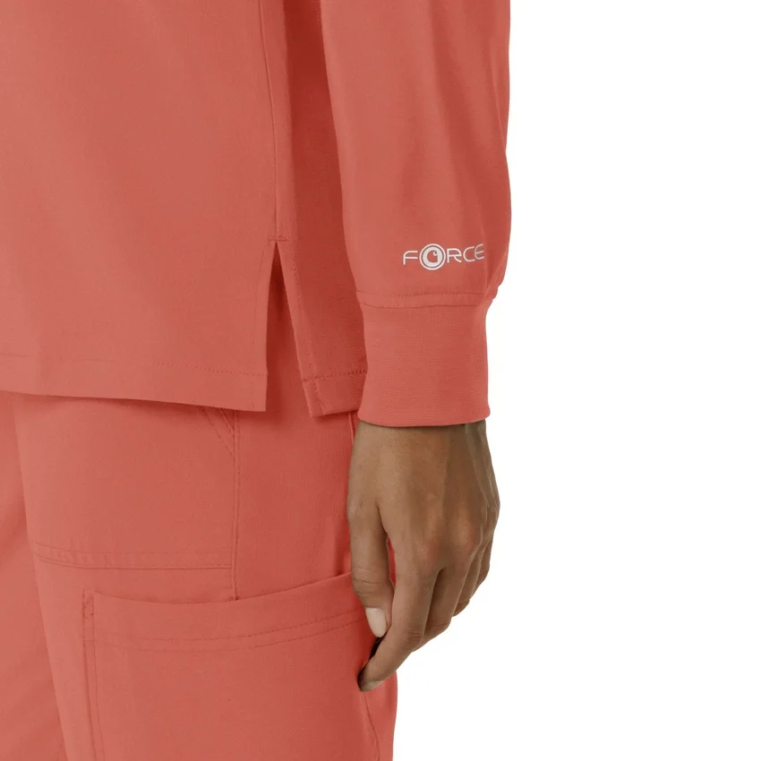 Blusa médica de manguitos largos con cuello redondo Force Cross-Flex para mujer