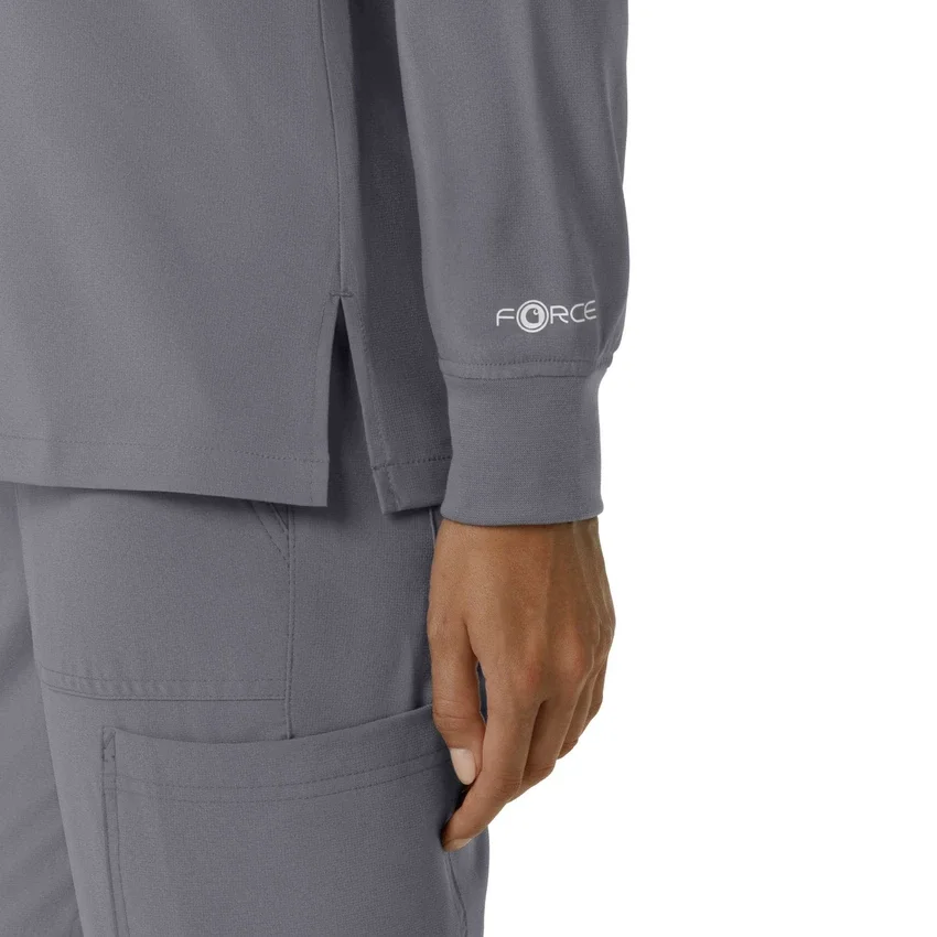 Blusa médica de manguitos largos con cuello redondo Force Cross-Flex para mujer