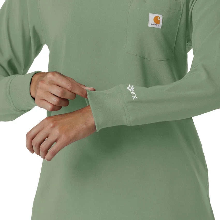 Blusa médica de manguitos largos con cuello redondo Force Cross-Flex para mujer