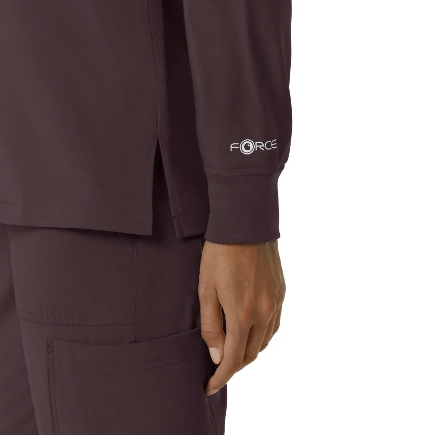 Blusa médica de manguitos largos con cuello redondo Force Cross-Flex para mujer