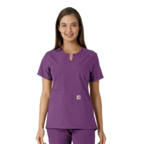 Blusa médica de mujer Force Essentials con cuello en V y paneles de punto
