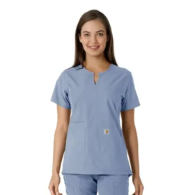 Blusa médica de mujer Force Essentials con cuello en V y paneles de punto