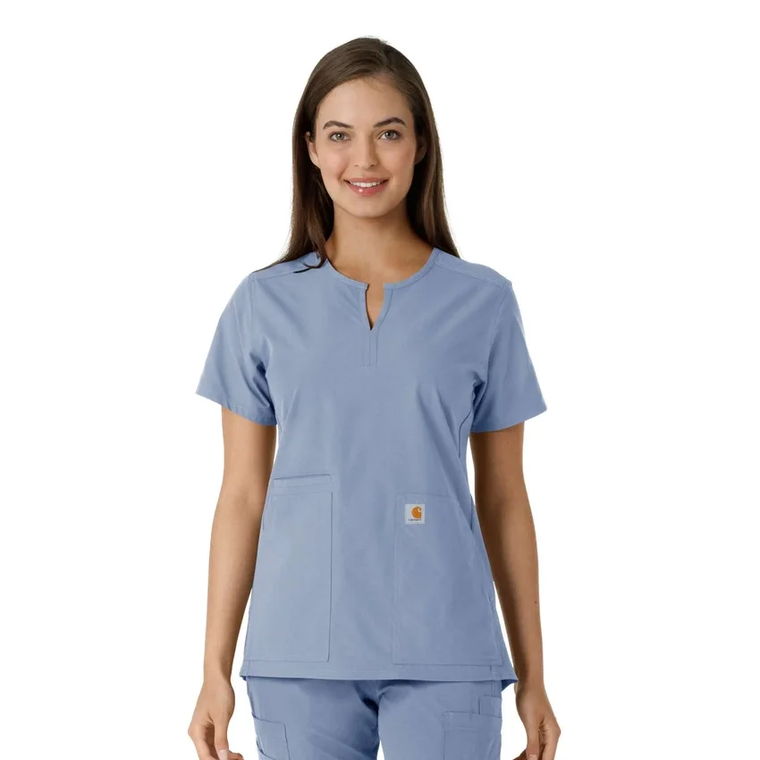 Blusa médica de mujer Force Essentials con cuello en V y paneles de punto
