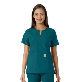 Blusa médica de mujer Force Essentials con cuello en V y paneles de punto