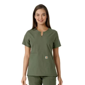 Blusa médica de mujer Force Essentials con cuello en V y paneles de punto