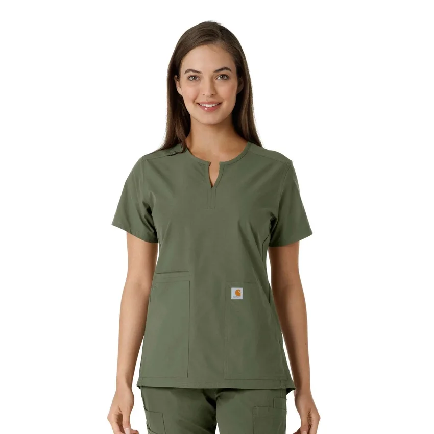 Blusa médica de mujer Force Essentials con cuello en V y paneles de punto