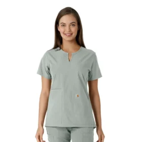 Blusa médica de mujer Force Essentials con cuello en V y paneles de punto
