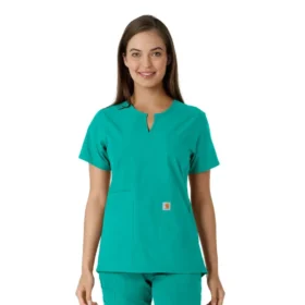 Blusa médica de mujer Force Essentials con cuello en V y paneles de punto