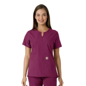 Blusa médica de mujer Force Essentials con cuello en V y paneles de punto