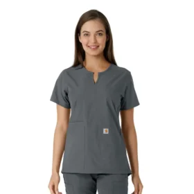 Blusa médica de mujer Force Essentials con cuello en V y paneles de punto