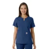 Blusa médica de mujer Force Essentials con cuello en V y paneles de punto
