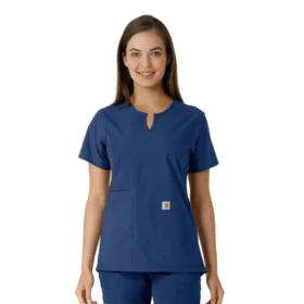 Blusa médica de mujer Force Essentials con cuello en V y paneles de punto