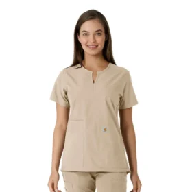 Blusa médica de mujer Force Essentials con cuello en V y paneles de punto