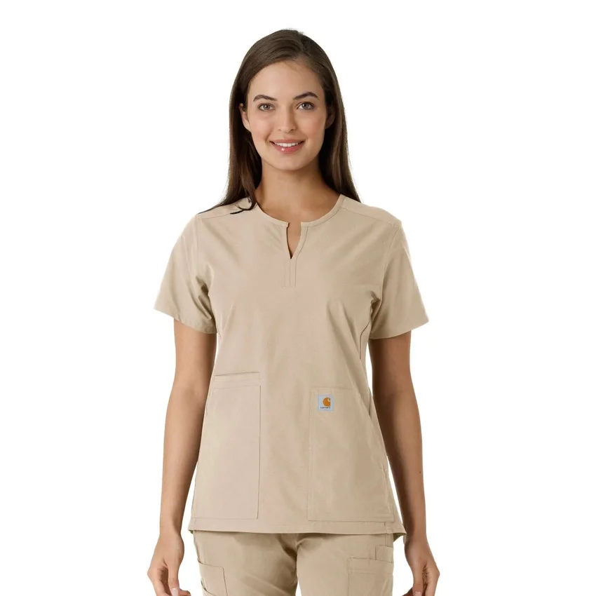 Blusa médica de mujer Force Essentials con cuello en V y paneles de punto