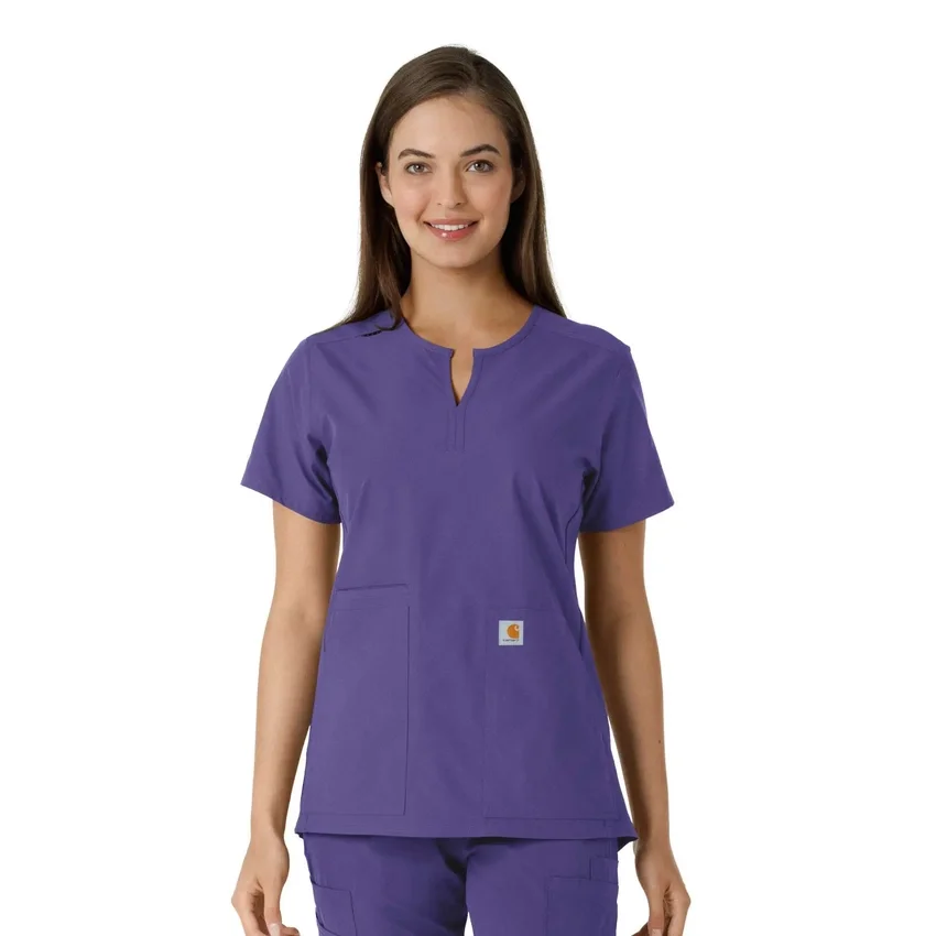 Blusa médica de mujer Force Essentials con cuello en V y paneles de punto