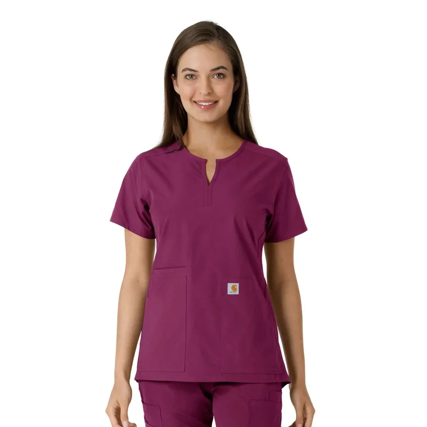 Blusa médica de mujer Force Essentials con cuello en V y paneles de punto