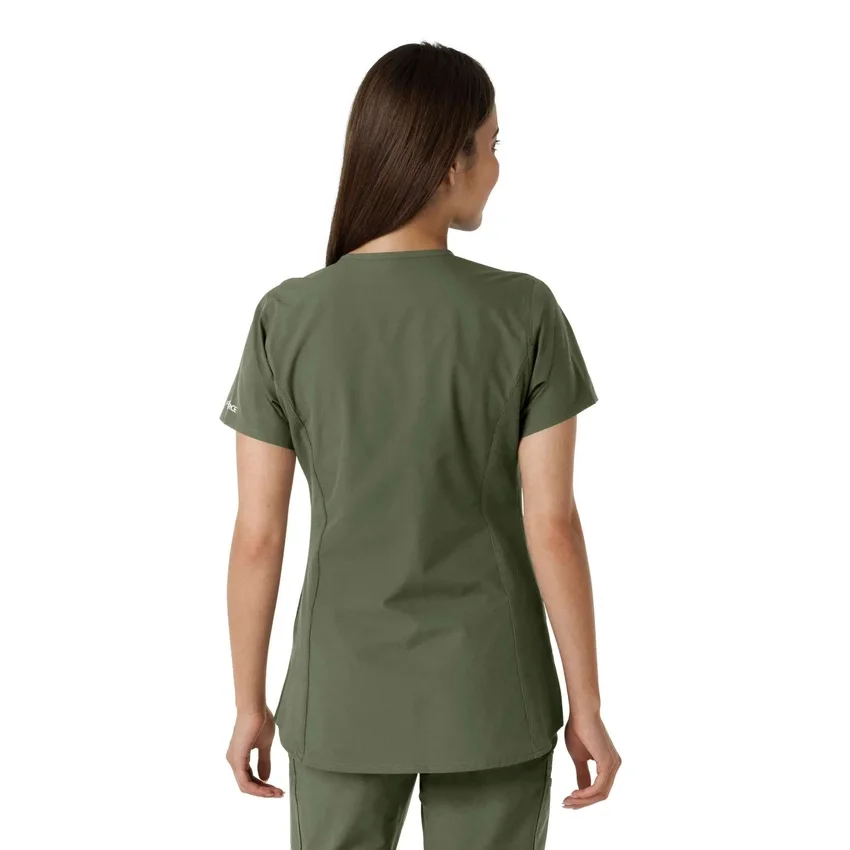 Blusa médica de mujer Force Essentials con cuello en V y paneles de punto