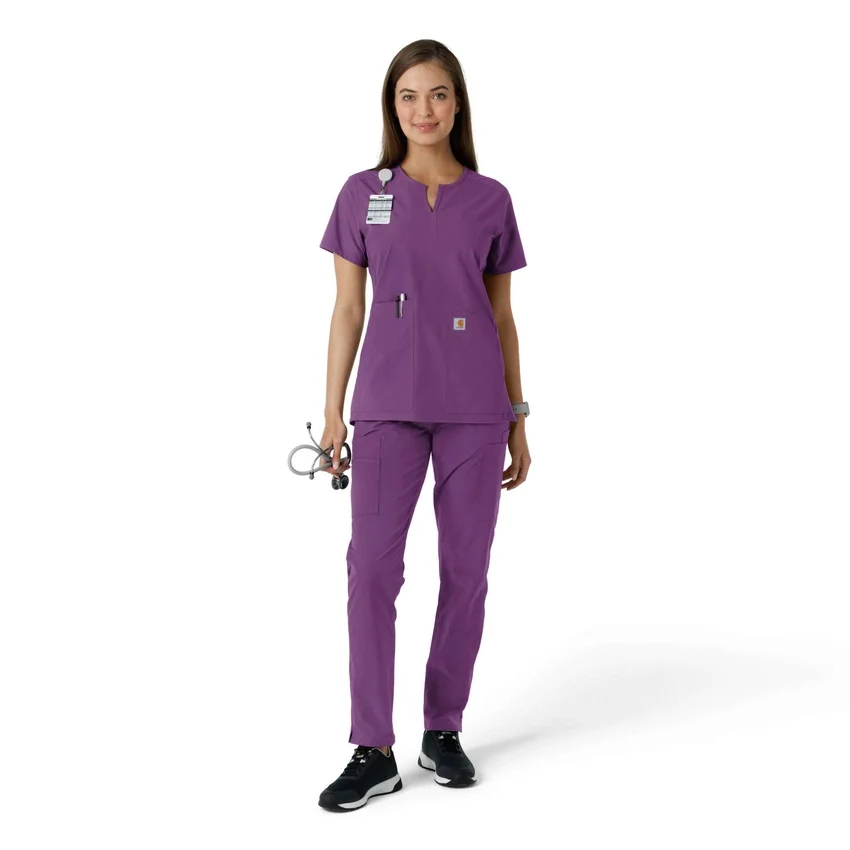 Blusa médica de mujer Force Essentials con cuello en V y paneles de punto