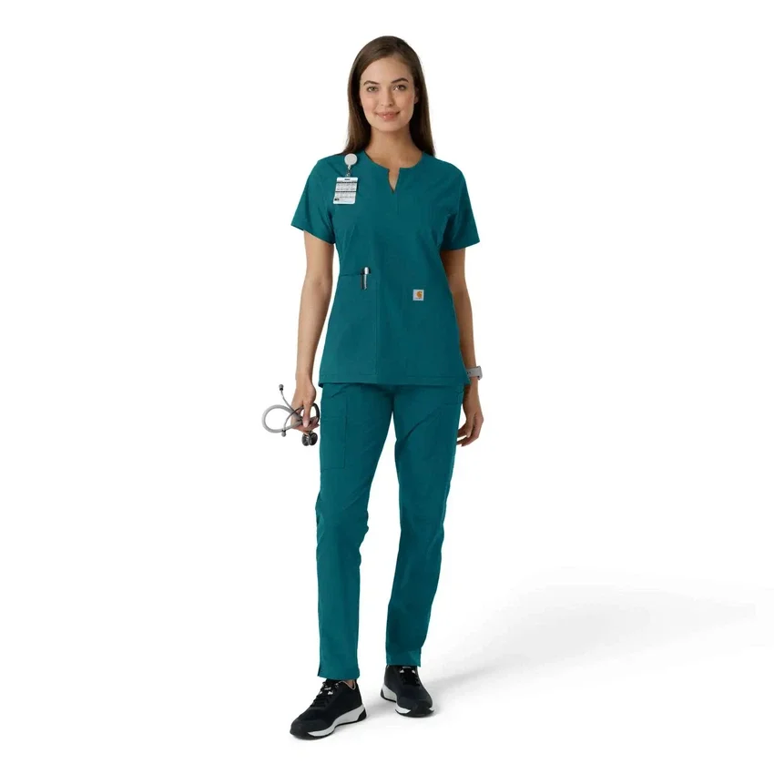 Blusa médica de mujer Force Essentials con cuello en V y paneles de punto