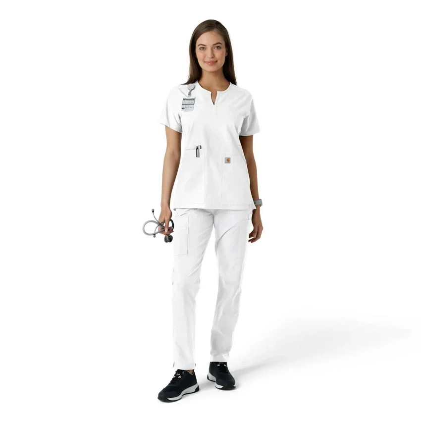 Blusa médica de mujer Force Essentials con cuello en V y paneles de punto