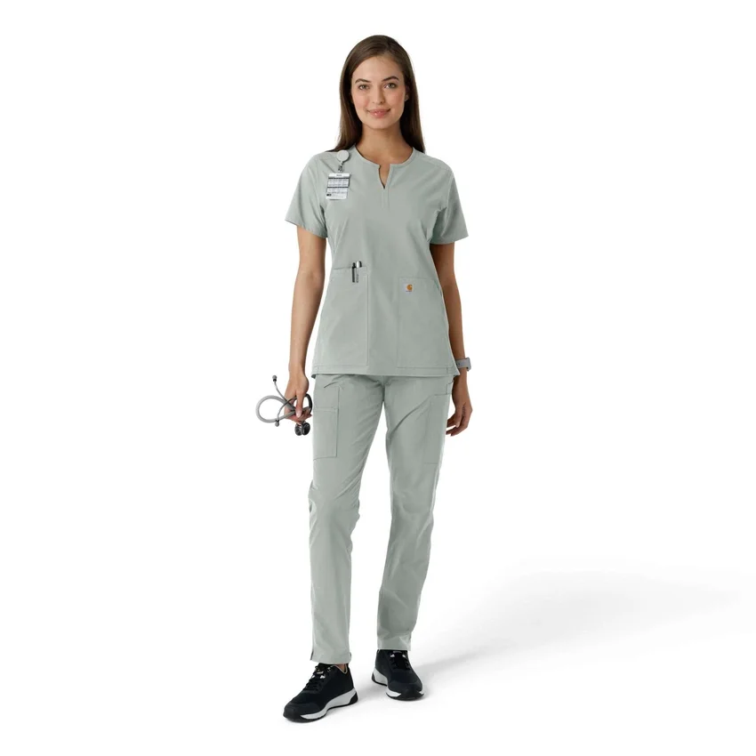 Blusa médica de mujer Force Essentials con cuello en V y paneles de punto