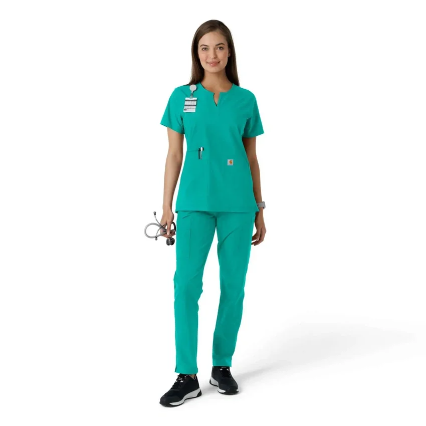 Blusa médica de mujer Force Essentials con cuello en V y paneles de punto
