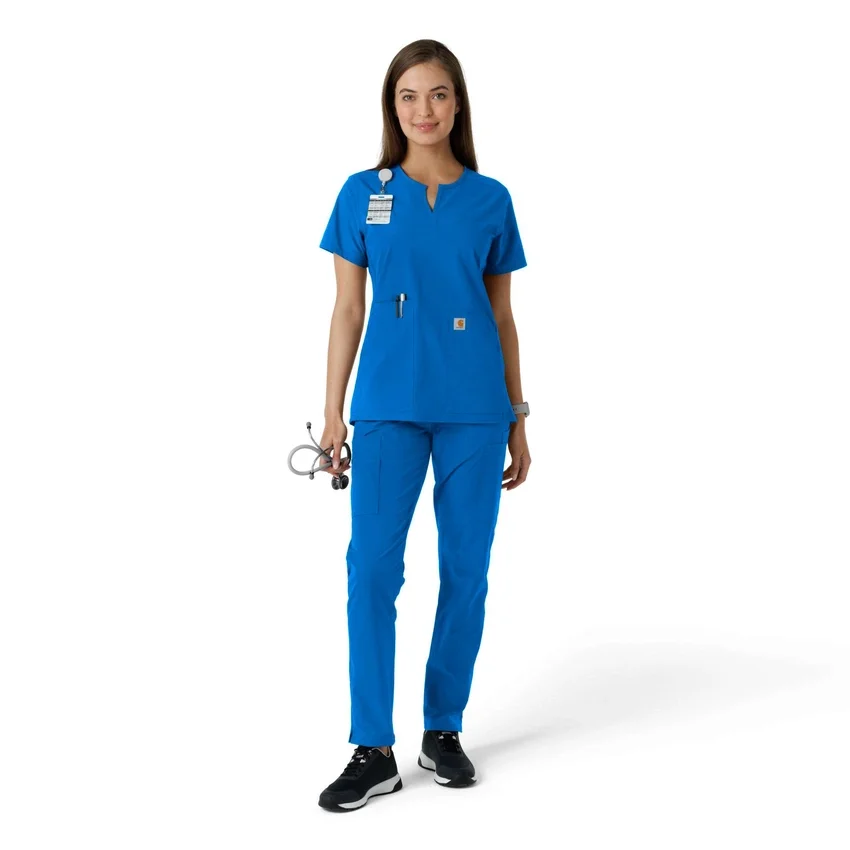 Blusa médica de mujer Force Essentials con cuello en V y paneles de punto