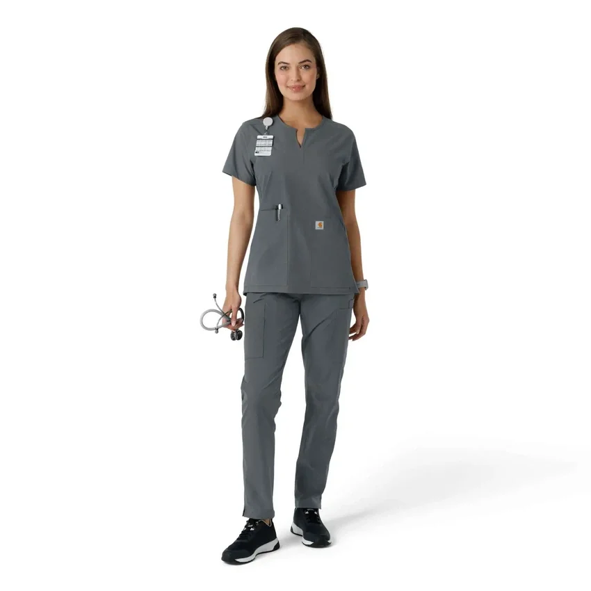 Blusa médica de mujer Force Essentials con cuello en V y paneles de punto