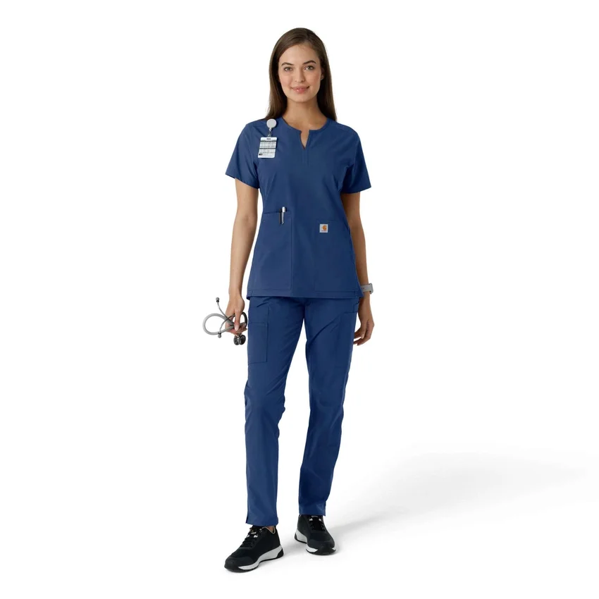 Blusa médica de mujer Force Essentials con cuello en V y paneles de punto