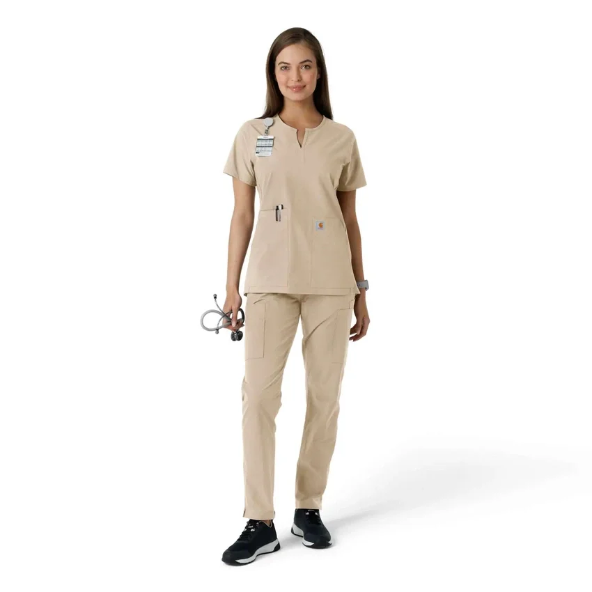 Blusa médica de mujer Force Essentials con cuello en V y paneles de punto