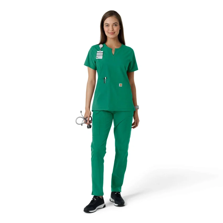 Blusa médica de mujer Force Essentials con cuello en V y paneles de punto