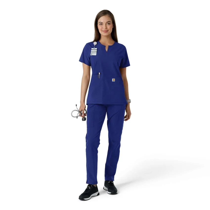 Blusa médica de mujer Force Essentials con cuello en V y paneles de punto
