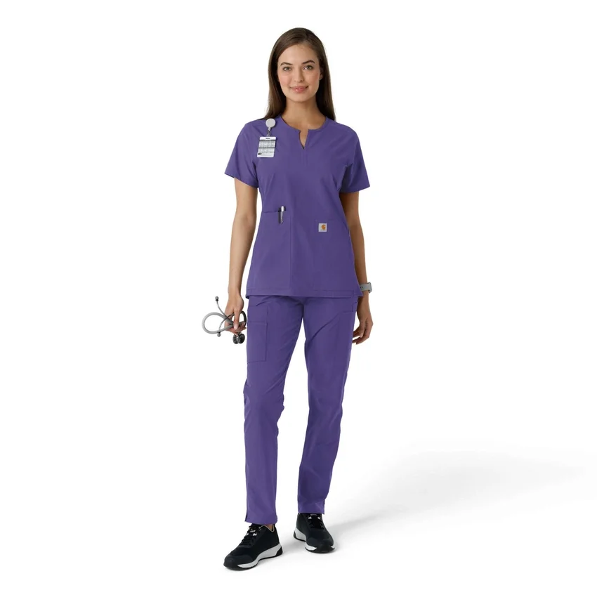 Blusa médica de mujer Force Essentials con cuello en V y paneles de punto