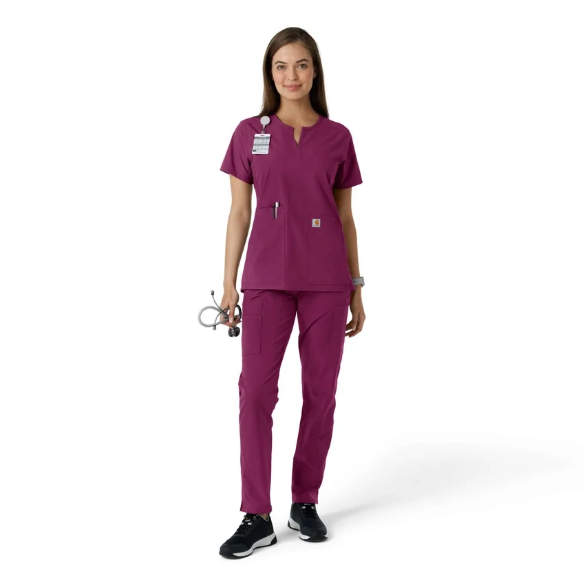 Blusa médica de mujer Force Essentials con cuello en V y paneles de punto