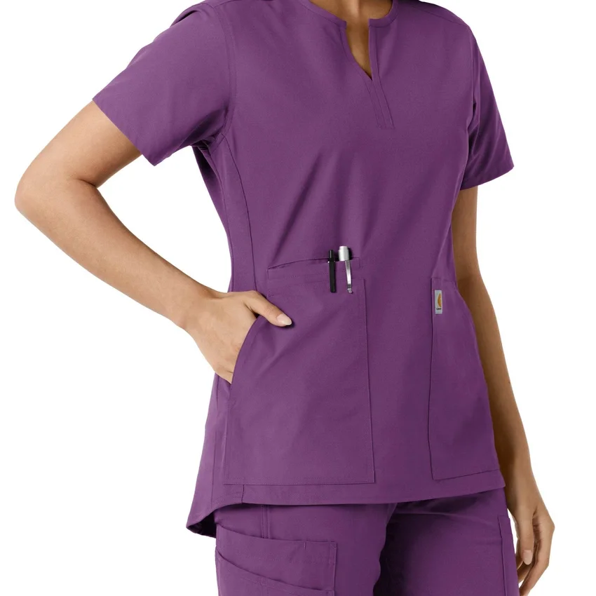 Blusa médica de mujer Force Essentials con cuello en V y paneles de punto