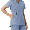 Blusa médica de mujer Force Essentials con cuello en V y paneles de punto