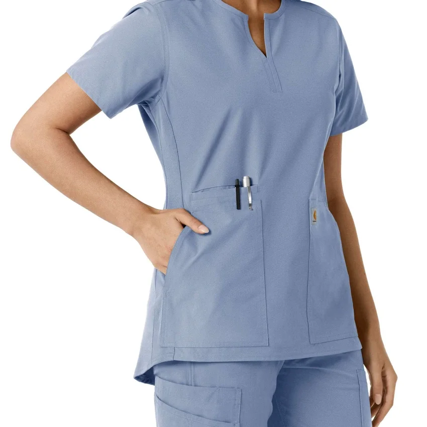 Blusa médica de mujer Force Essentials con cuello en V y paneles de punto
