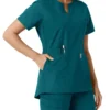 Blusa médica de mujer Force Essentials con cuello en V y paneles de punto