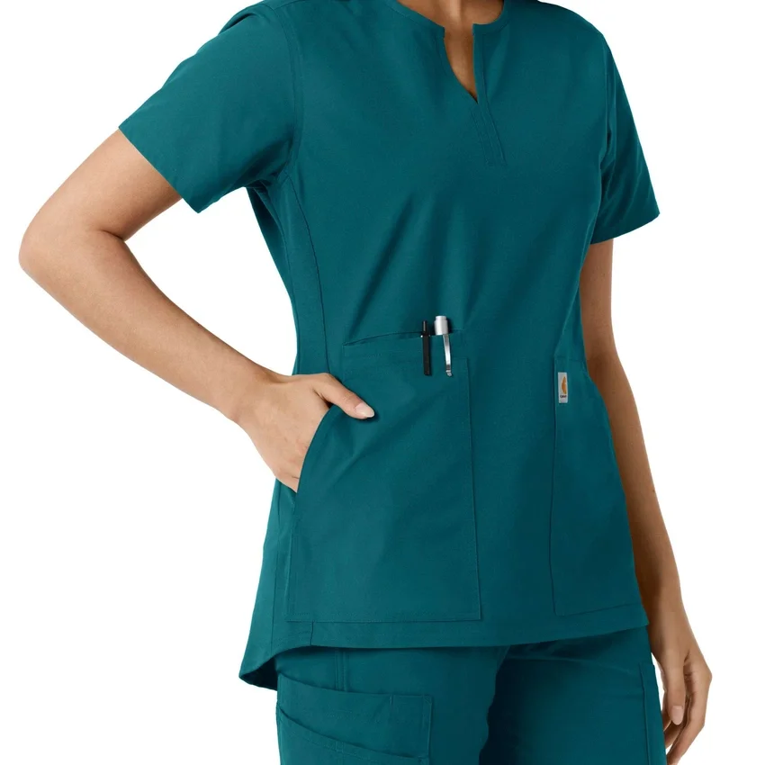 Blusa médica de mujer Force Essentials con cuello en V y paneles de punto