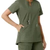 Blusa médica de mujer Force Essentials con cuello en V y paneles de punto