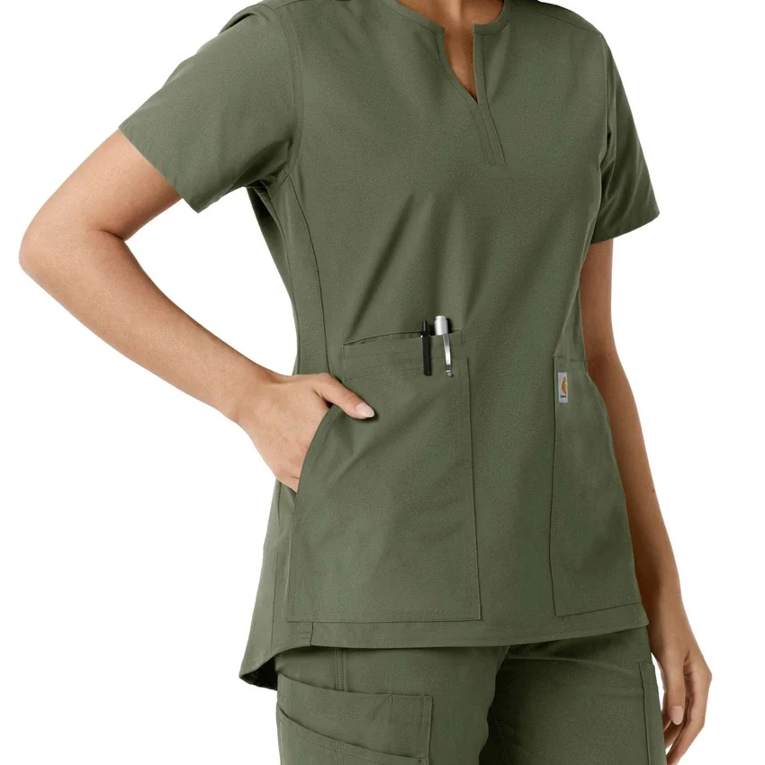 Blusa médica de mujer Force Essentials con cuello en V y paneles de punto
