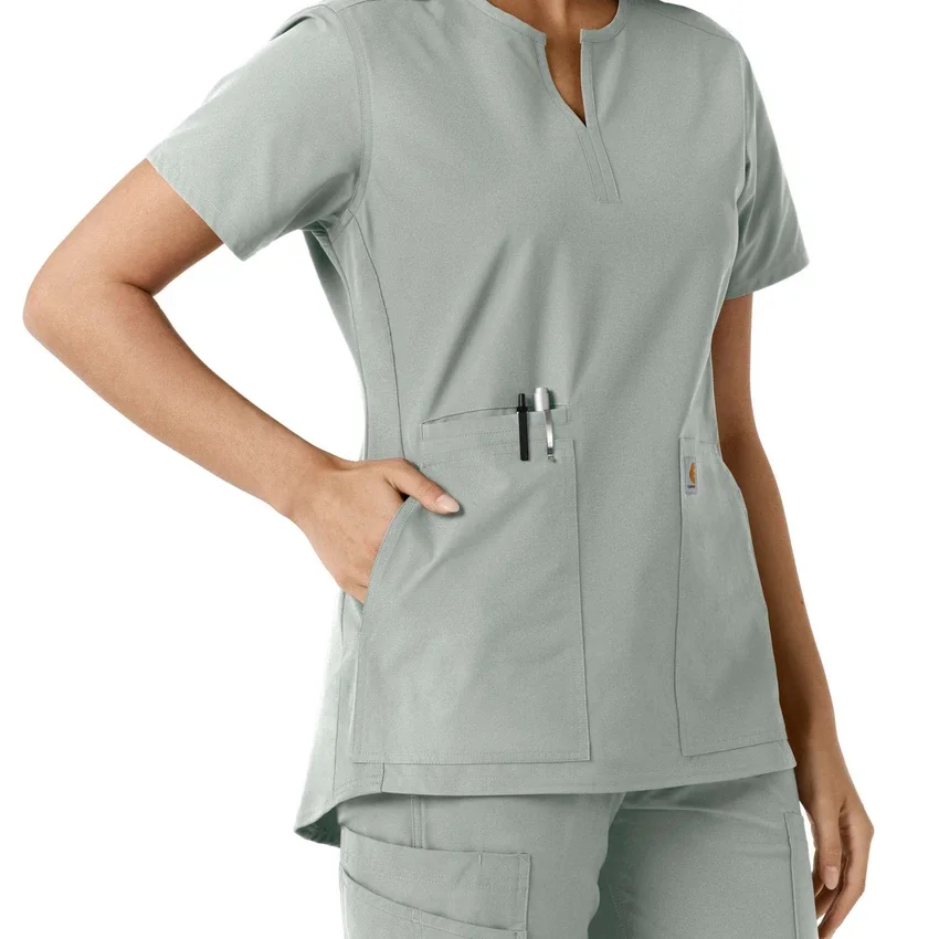 Blusa médica de mujer Force Essentials con cuello en V y paneles de punto