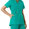 Blusa médica de mujer Force Essentials con cuello en V y paneles de punto
