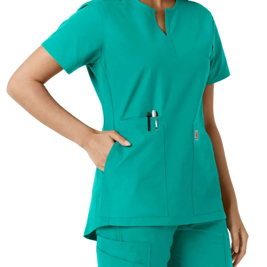 Blusa médica de mujer Force Essentials con cuello en V y paneles de punto