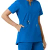 Blusa médica de mujer Force Essentials con cuello en V y paneles de punto