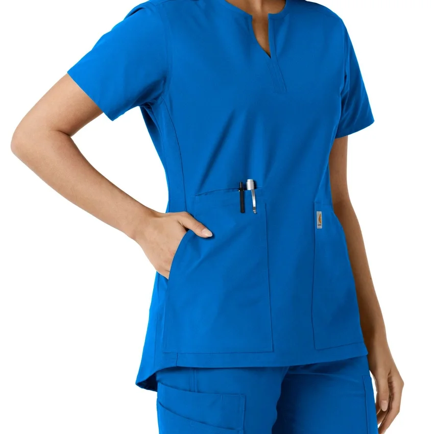Blusa médica de mujer Force Essentials con cuello en V y paneles de punto