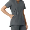 Blusa médica de mujer Force Essentials con cuello en V y paneles de punto