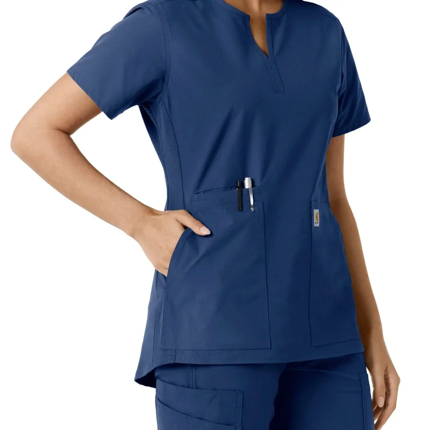 Blusa médica de mujer Force Essentials con cuello en V y paneles de punto