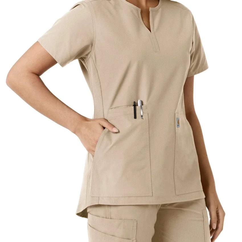 Blusa médica de mujer Force Essentials con cuello en V y paneles de punto